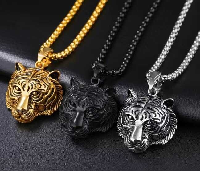 Мужские кулоны на цепочке сталь титан на подарок , змея, тигр, волк