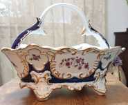 Cos vintage, portelan cobalt - pictat manual, aurit. Curtea de Arges
