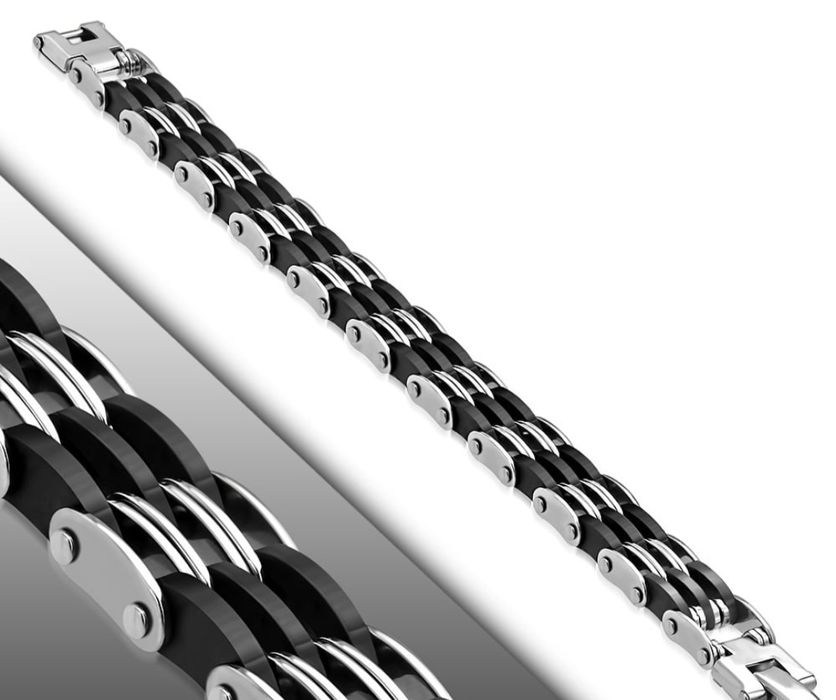 Bratara BeSpecial barbati  BSL3388 inox si cauciuc