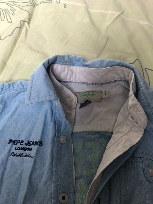 Cămașă copii Pepe Jeans + pantaloni slim albi Zara