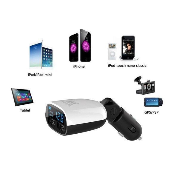 Зарядно за запалка HAWEEL 3.4A двоен USB порт LED дисплей с въртяща се