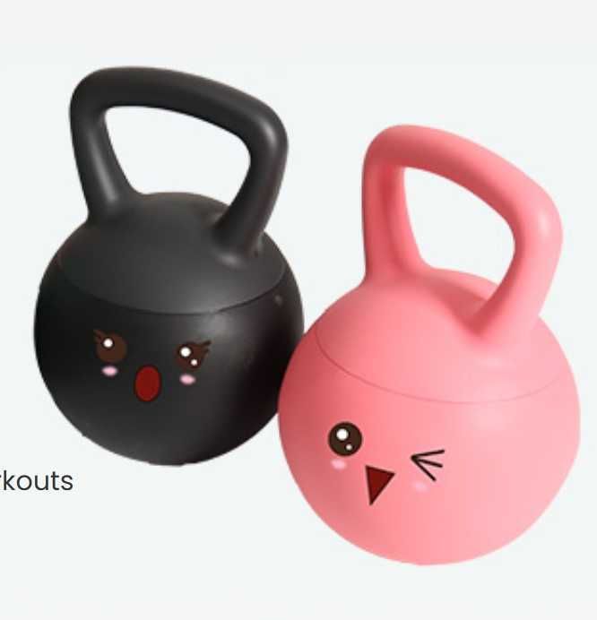 Set de 2 greutati tip kettlebell x 1 kg, cu decoratii haioase