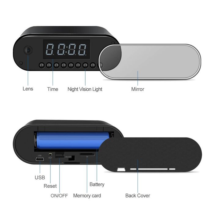 Ceas spion de birou cu camera WIFI,1080P ,Night Vision