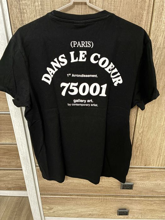 Tricou Negru Barbati BERSHKA imprimeu " Paris " , Marimea M -EUR38-40-
