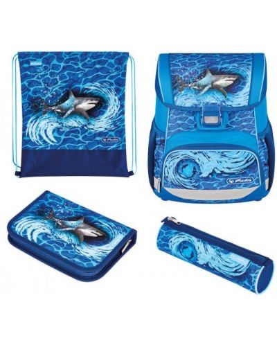 Ученически комплект Herlitz Loop Plus - Blue Shark, 4 части