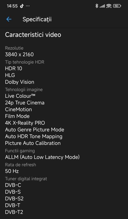 Soni Bravia 4K, 164 diagonală