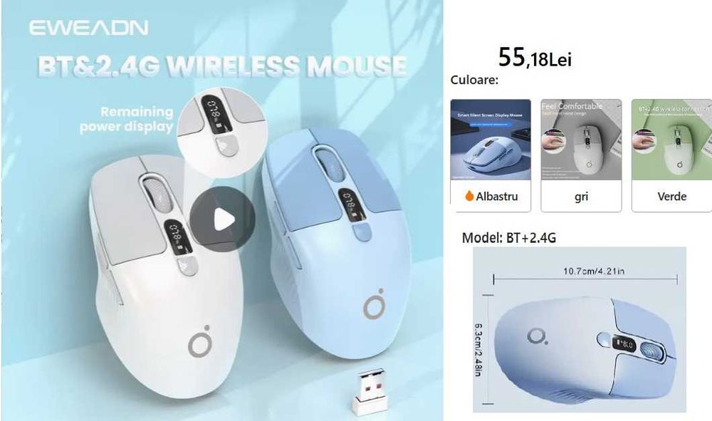 Mouse si tastatura reincarcabil profesional gaming fara baterii