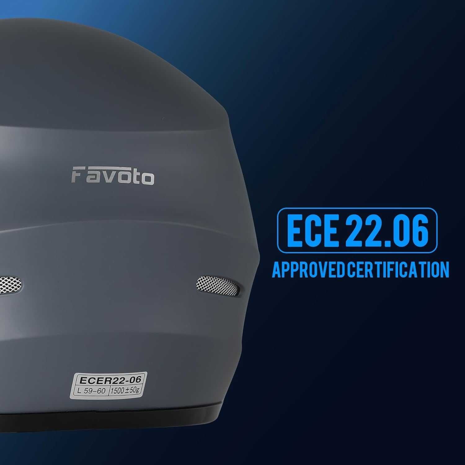 Favoto  Cască moto integrală pentru adulți, unisex, mărime M57/58 ECE