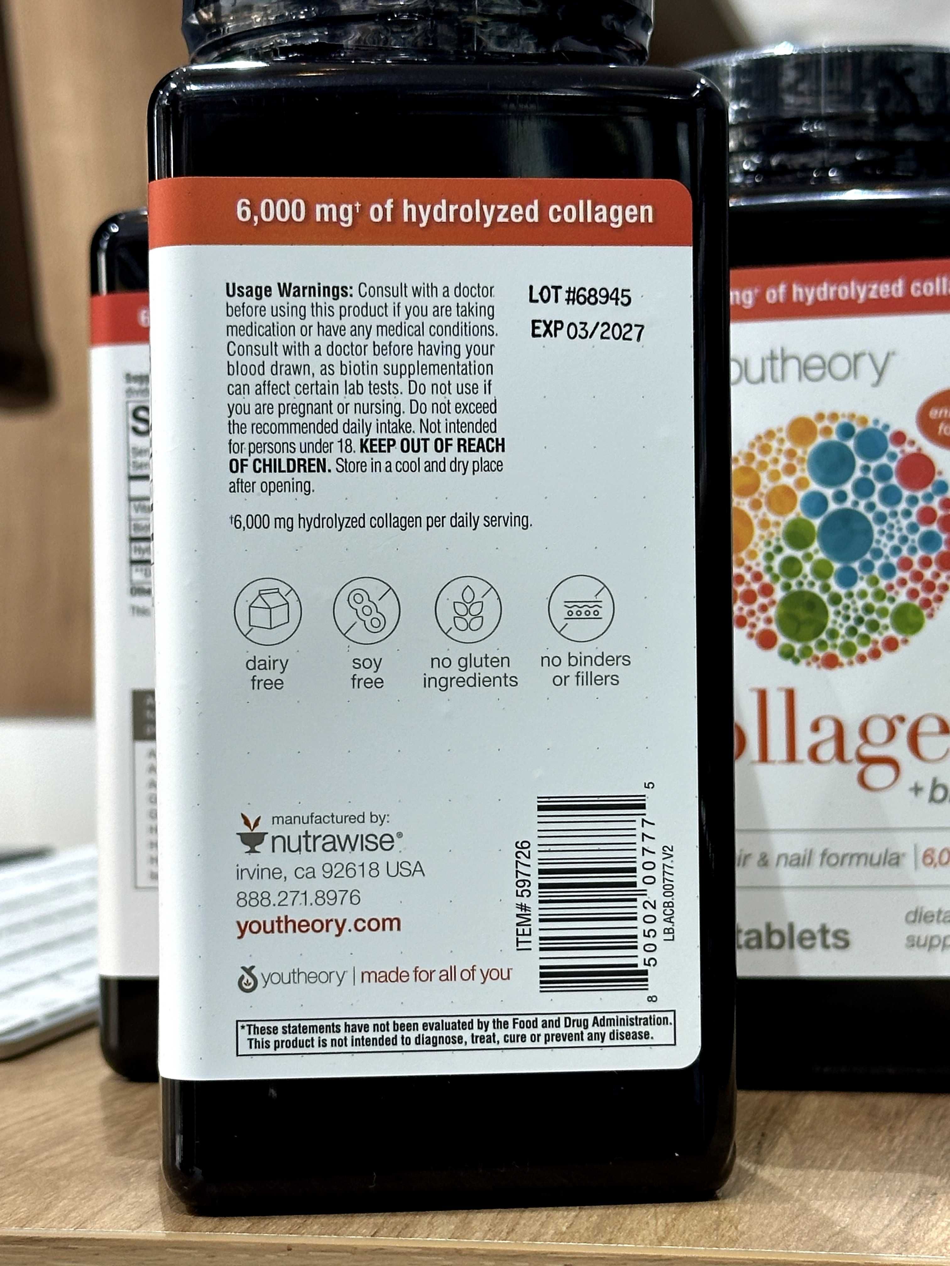 Youtheory Collagen 390 dona – teri, soch va bo‘g‘imlar uchun kollagen!