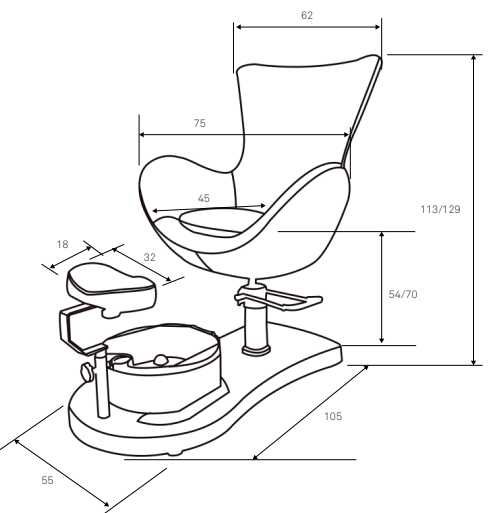 Стол за педикюр Crem 105 х 75 х 54/70 см - наличен