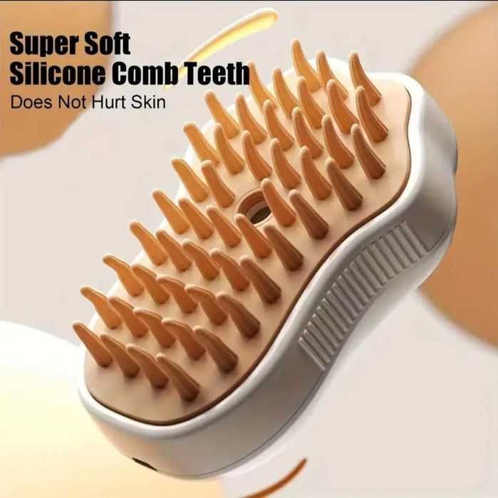 Perie pentru animale de companie, cu aburi, pulverizare si dozator USB