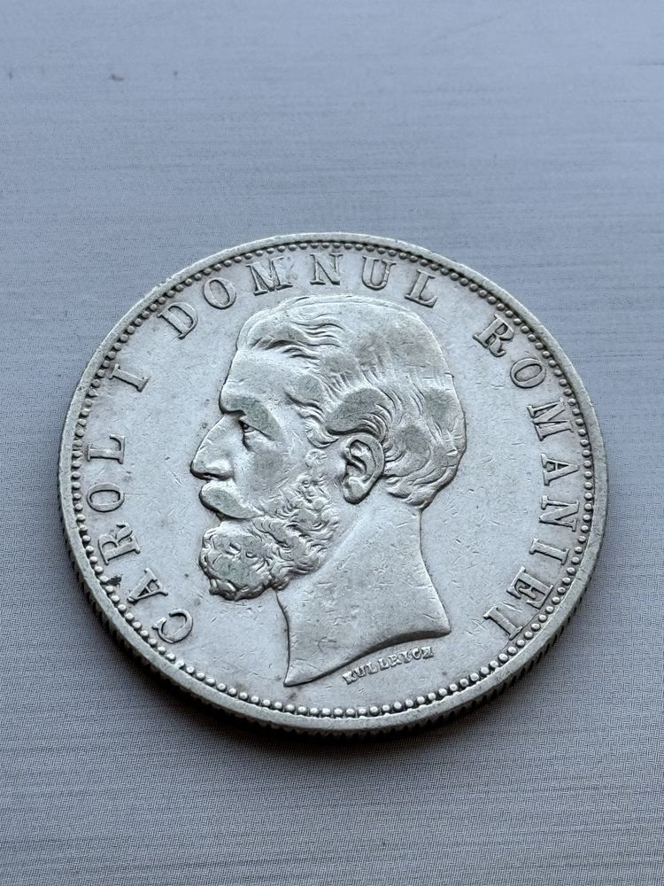 Moneda argint Romania Carol I Domnul 5 lei 1880