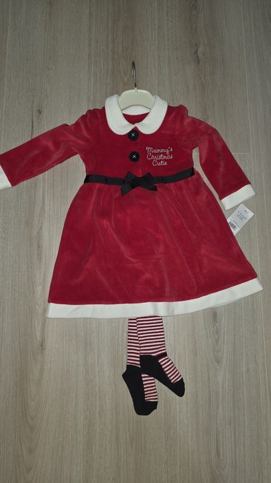 Коледна рокличка с чорапогащник 80-86см