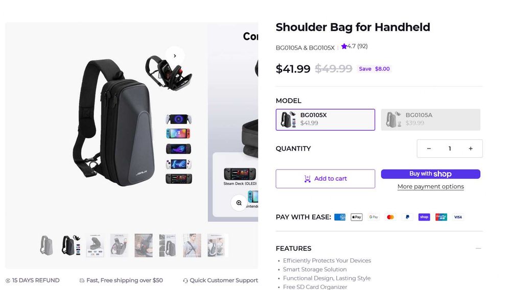 Ghiozdan mini pentru console handheld Steam Deck/ASUS RoG Ally Z1E