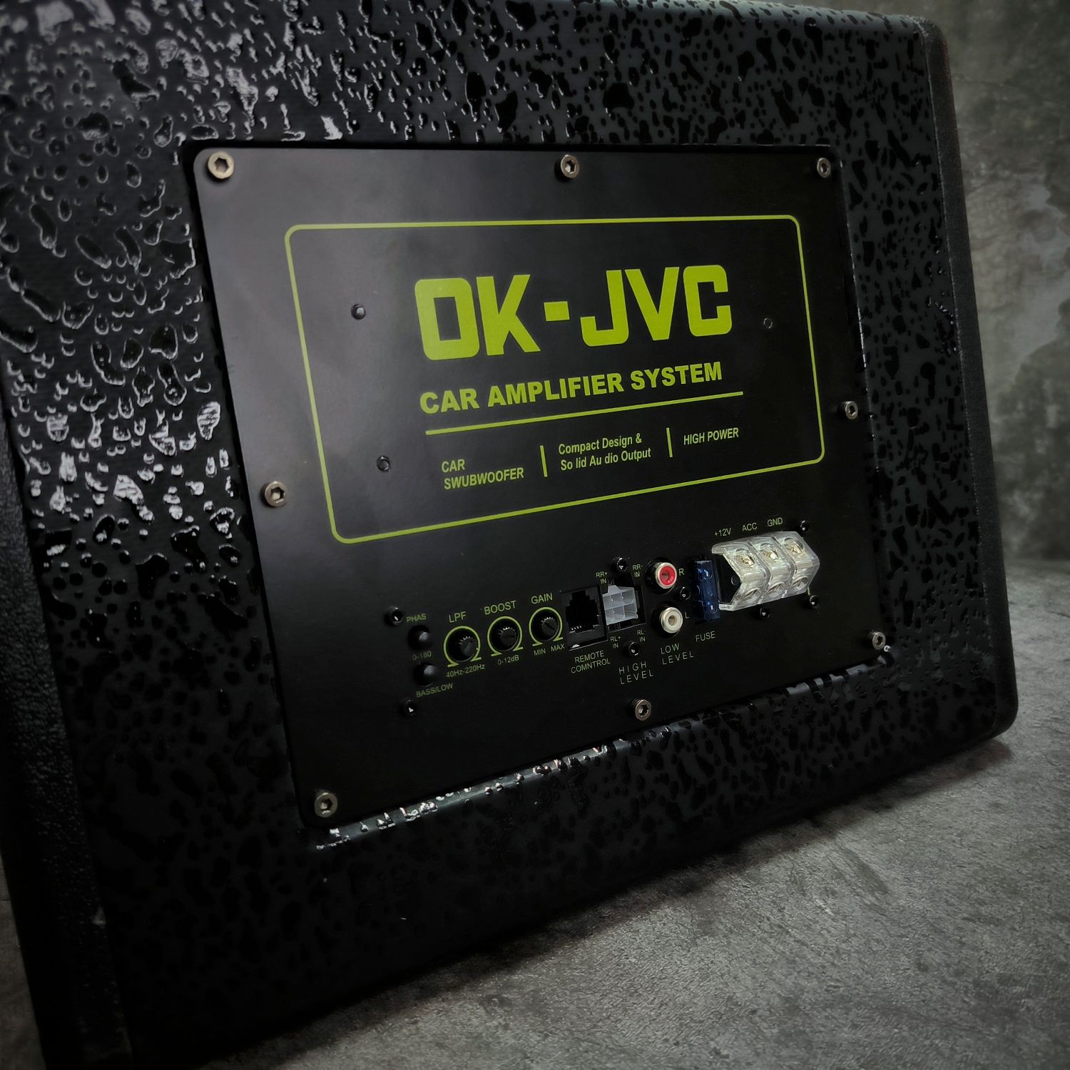 Небольшой Активный сабвуфер OK-Jvc JV-800 в авто | динамик 8 дюйм