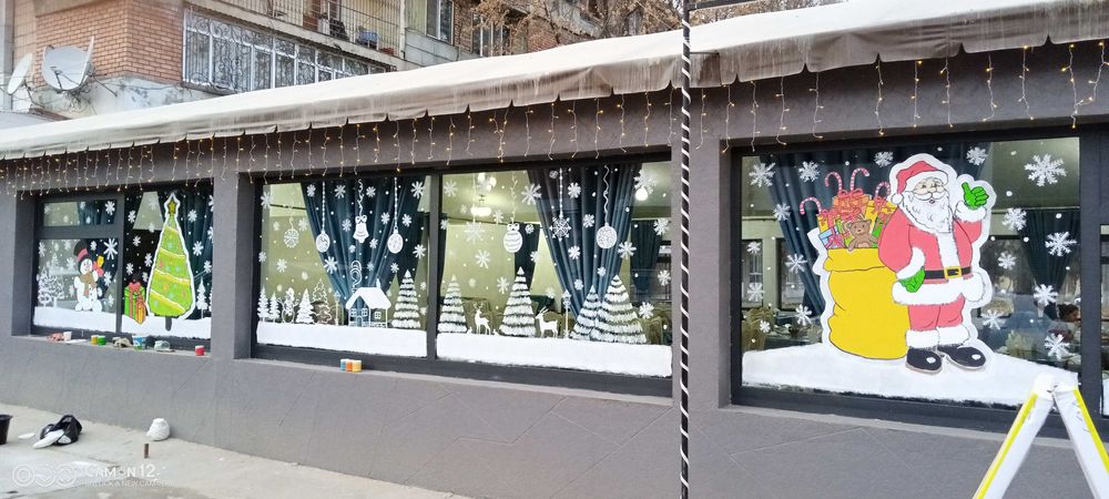 Yangi yil oynaga rasm chizamiz Rassom Рисовать Новый год окно Художник