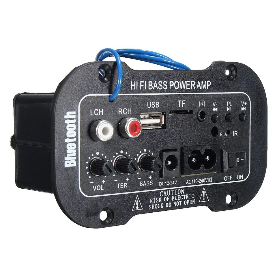 Субуфер HiFi усилвател 50W-12V/24V/220V,BT 5.0,Mp3,Fm,Tf card,USB,AUX
