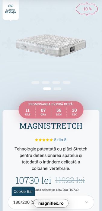 Pat boucle 180/200 + saltea Magniflex Magnistretch 180/200