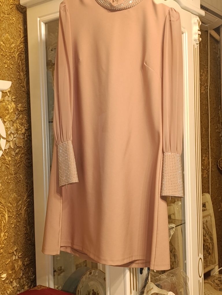 Платье однотонный грязное розовый. Turetskiy koʻylak