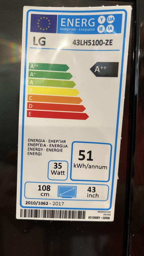 LG43 LH5100 за части или ремонт