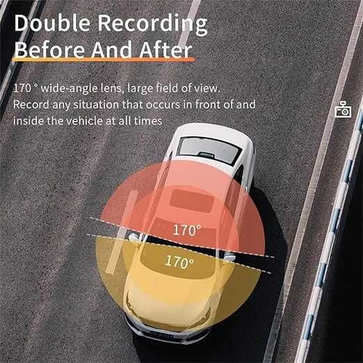 DazulI даш камера 3.16 инча с двоен обектив, Wifi, HD 1080P, GPS