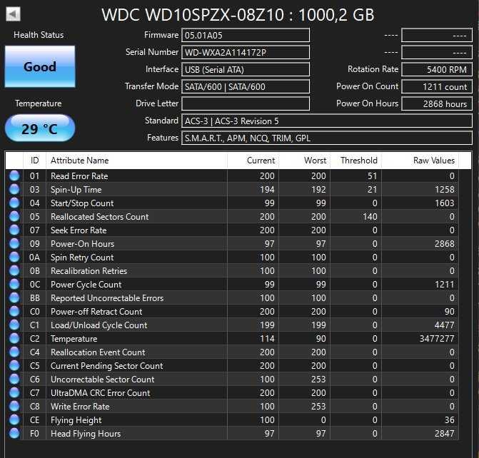 Western Digital WD10SPZX-08Z10 1TB 2.5" laptop HDD
