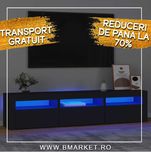 Comodă TV/Suport TV/Masa TV cu lumini LED 180x35x40 cm, Negru REDUCERI