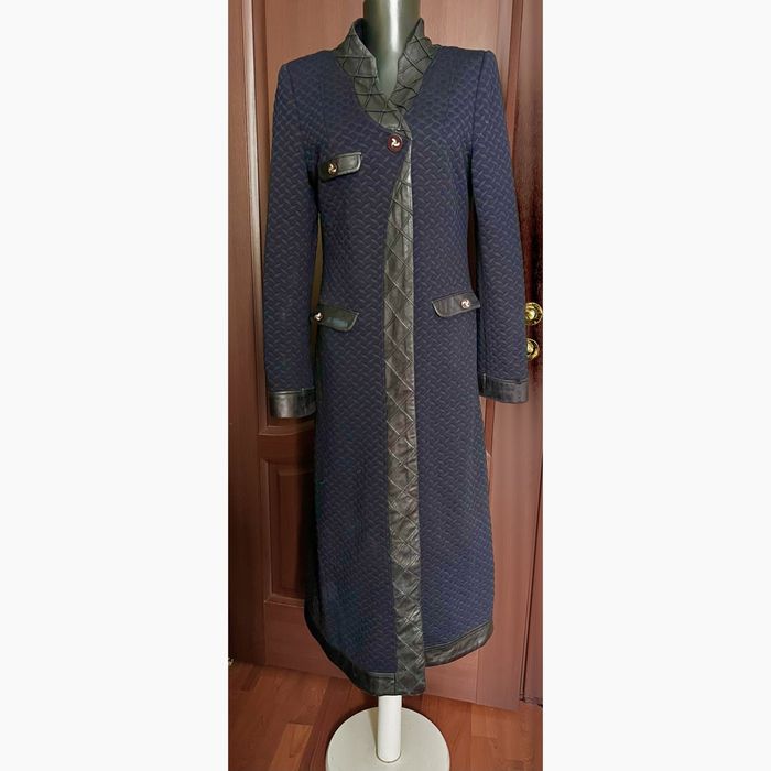 Palton lung elegant bleumarin