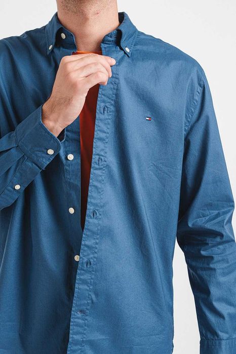 Camasa Tommy Hilfiger | XXL | Regular | Albastru melange/glaciar, Rosu