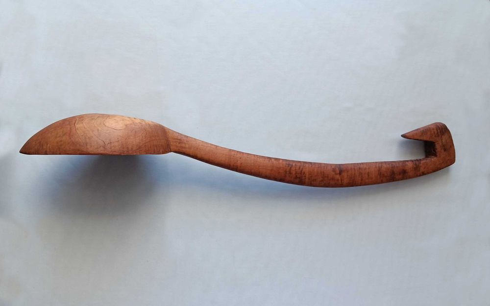 Огромна дървена старинна възрожденска лъжица - Черпак