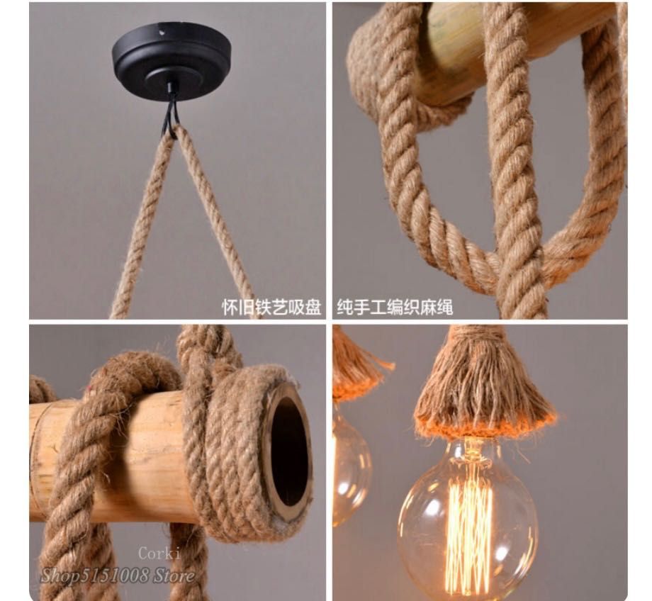 Бамбукова електрическа висяща лампа, креативна декорация.