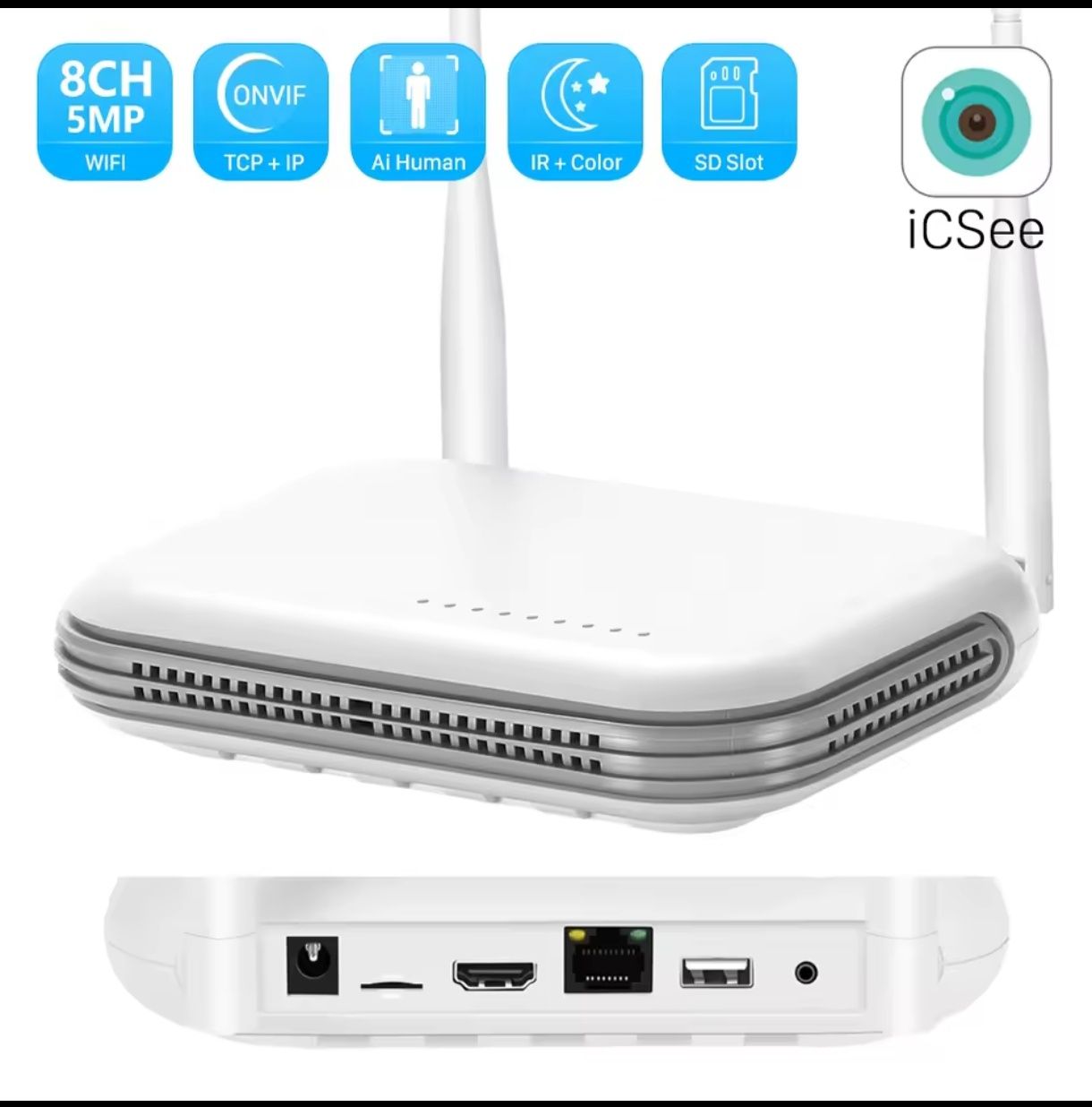 DVR/NVR 8 канален + 1тб HDD 2.5 инча нови!