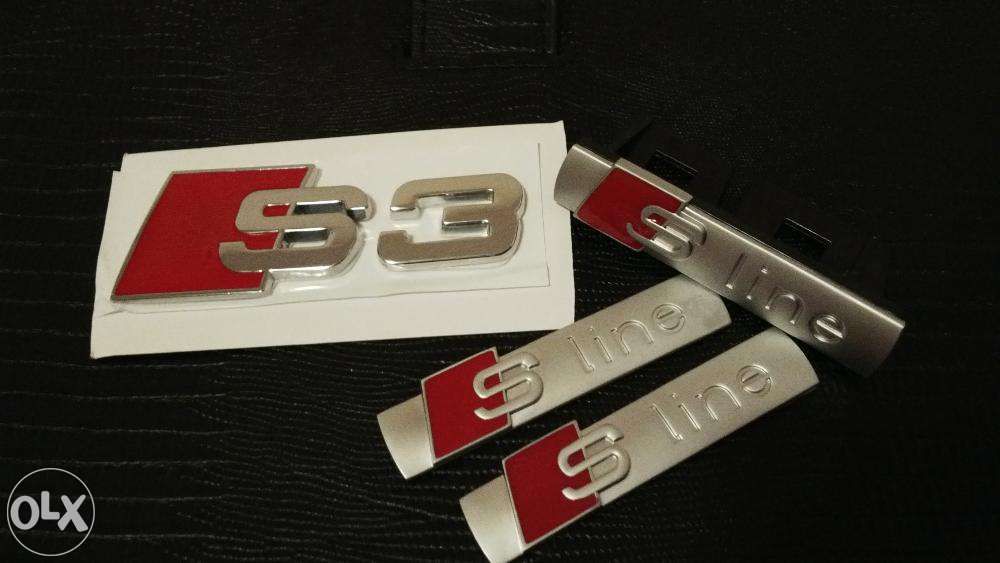 SET Embleme Audi S3 line metal gri/rosu