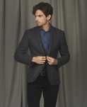 Sacou blazer slim 52 XL de lux Eduard Dressler lana super 130's gri