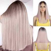 Peruca F17 FRONT LACE ombre scurta bob gri blonda blond platinat