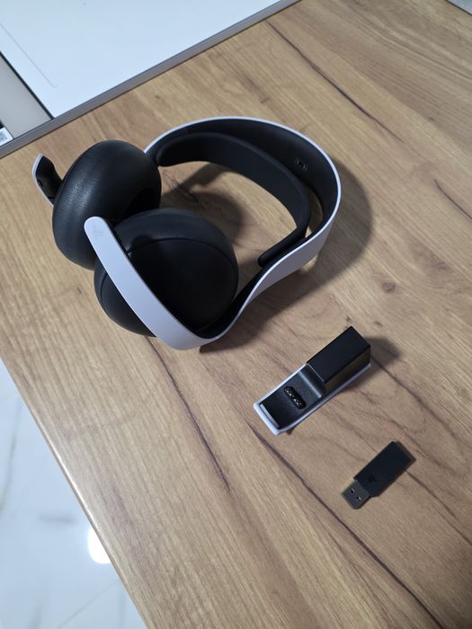 Casti gaming PS5 Sony Pulse Elite, Wireless, Microfon, Alb/Negru