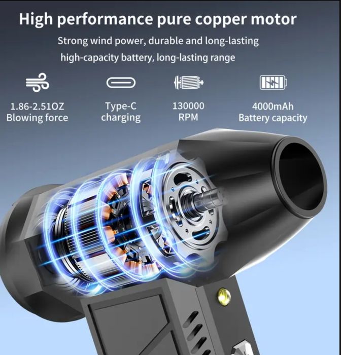 Suflanta aer comprimat, 4trepte de viteza, lanterna, incarcare usb