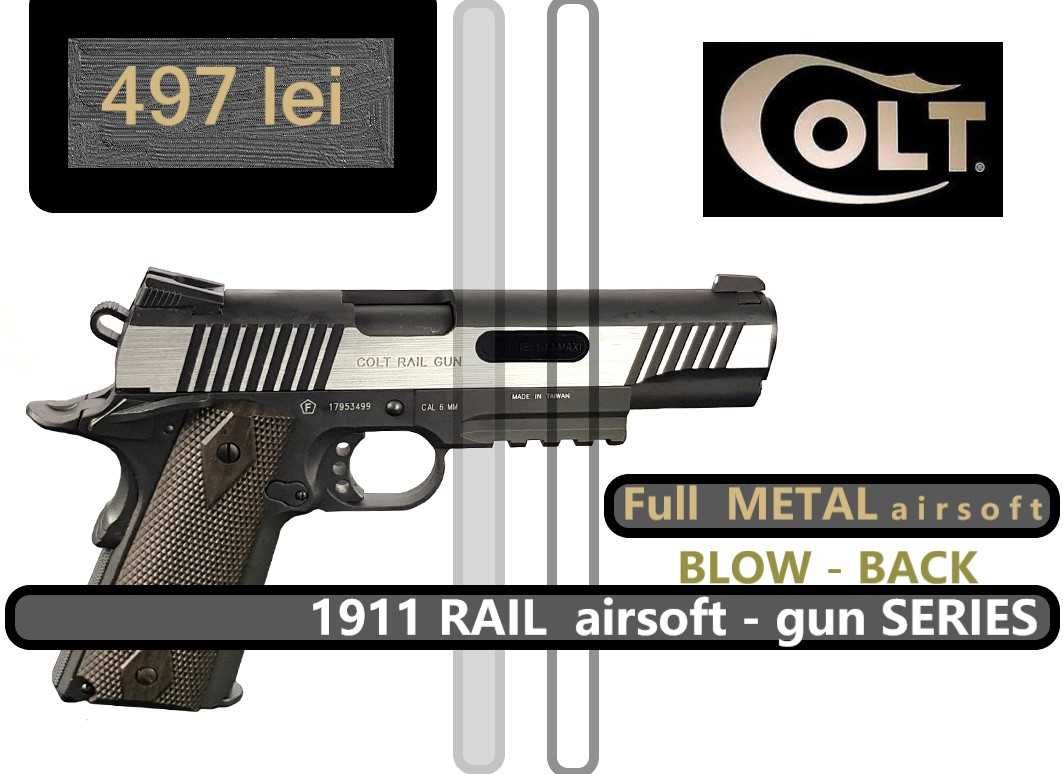 Pistol  C O L T  1911 din SERIA RAIL GUN airsoft blow-back 180525