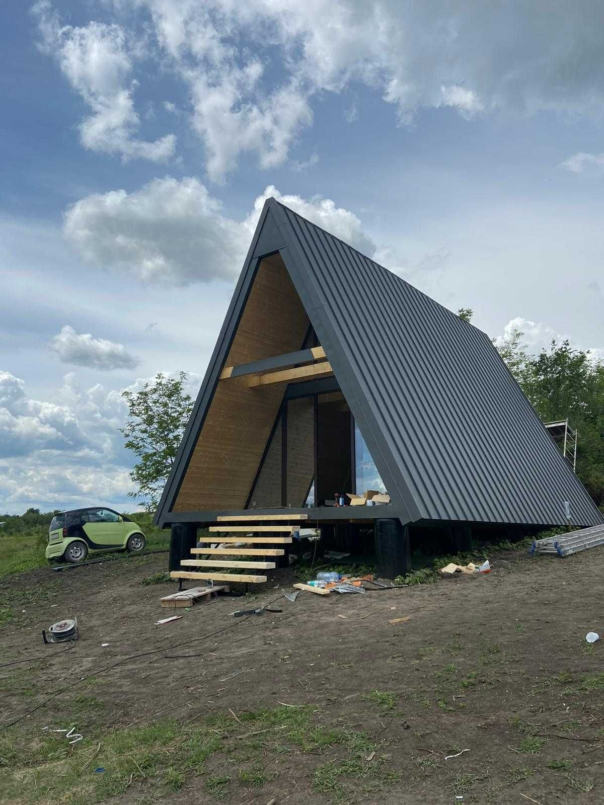 Cabana din structura de lemn in forma literei A (case din lemn)