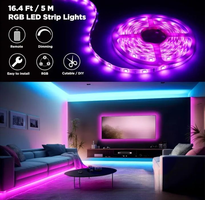 Bandă LED RGB 5 metri – tot ce ai nevoie pentru atmosfera perfectă