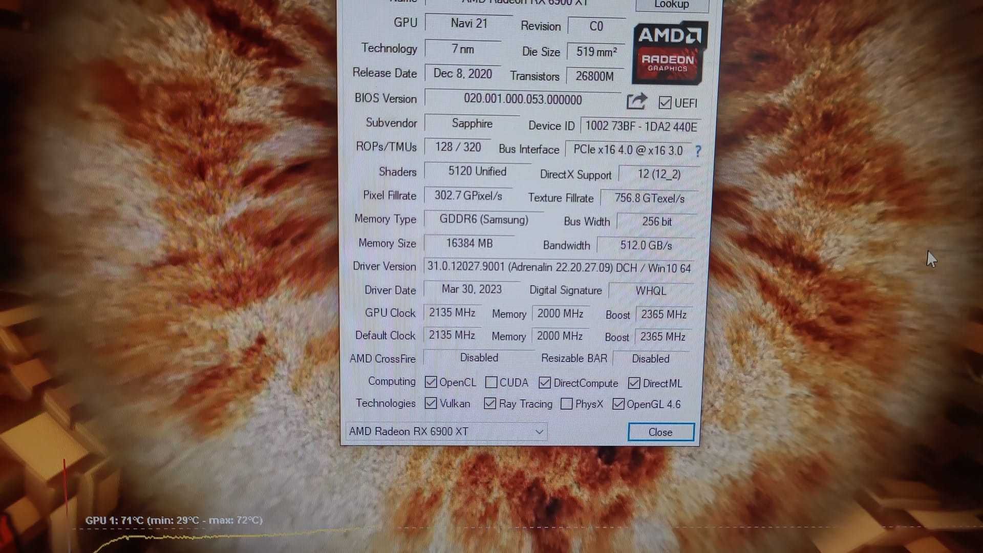 placa video NITRO+ SE AMD Radeon RX 6900 XT SE 16G GDDR6 /256 biti