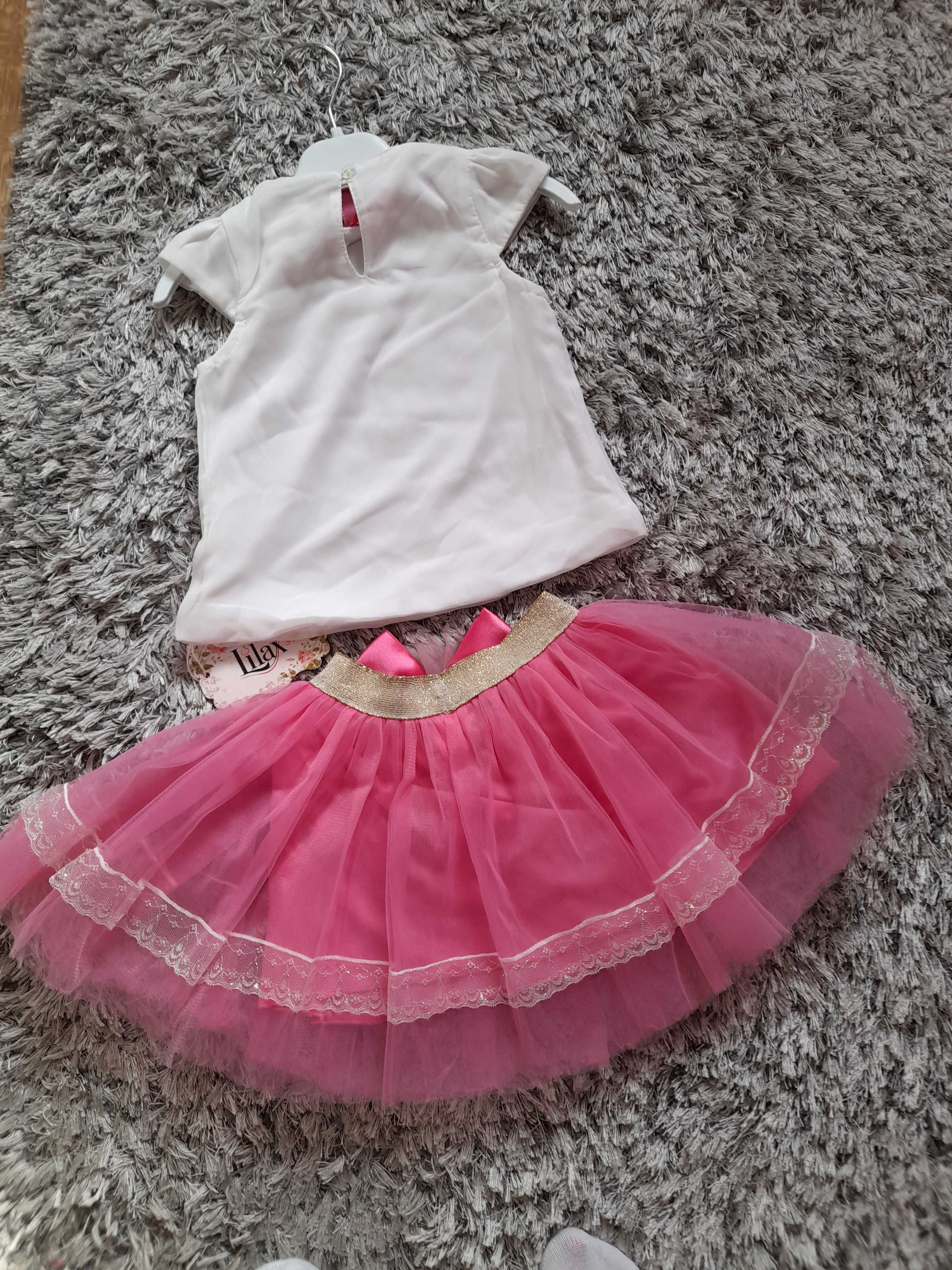 Compleu nou bluzita si fusta roz tull/tutu fetite 2 ani, 92 cm