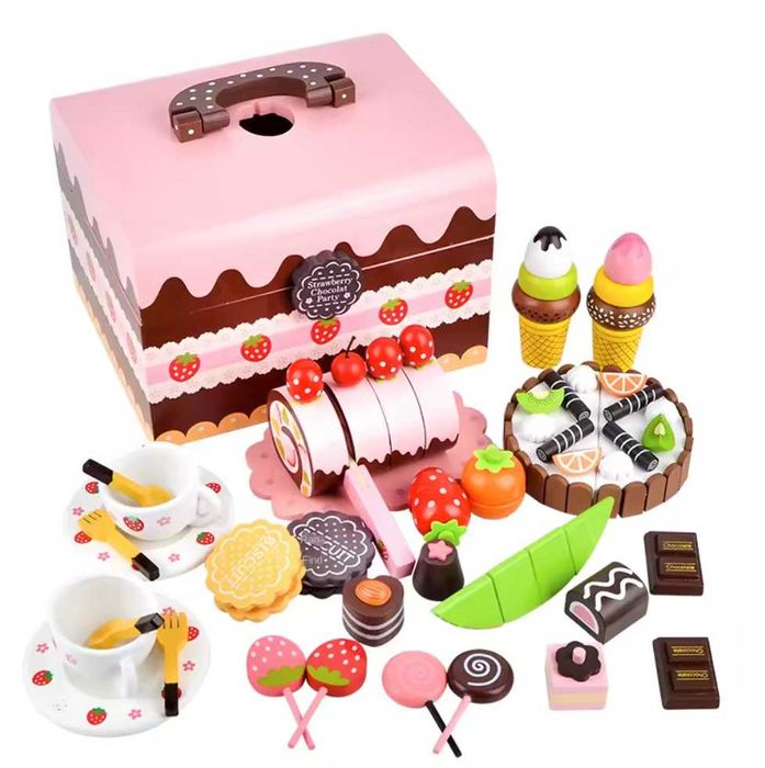 Игрален комплект - дървен сладкарски сет за рязане