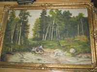 Tablou cu peisaj din padure pictat pe panza,135x95cm-ieftin