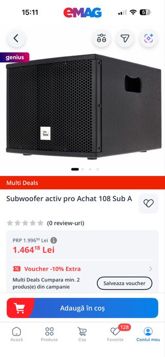 Subwoofer activ achat 108 și un Sub pt auto cu amplificator Alpine