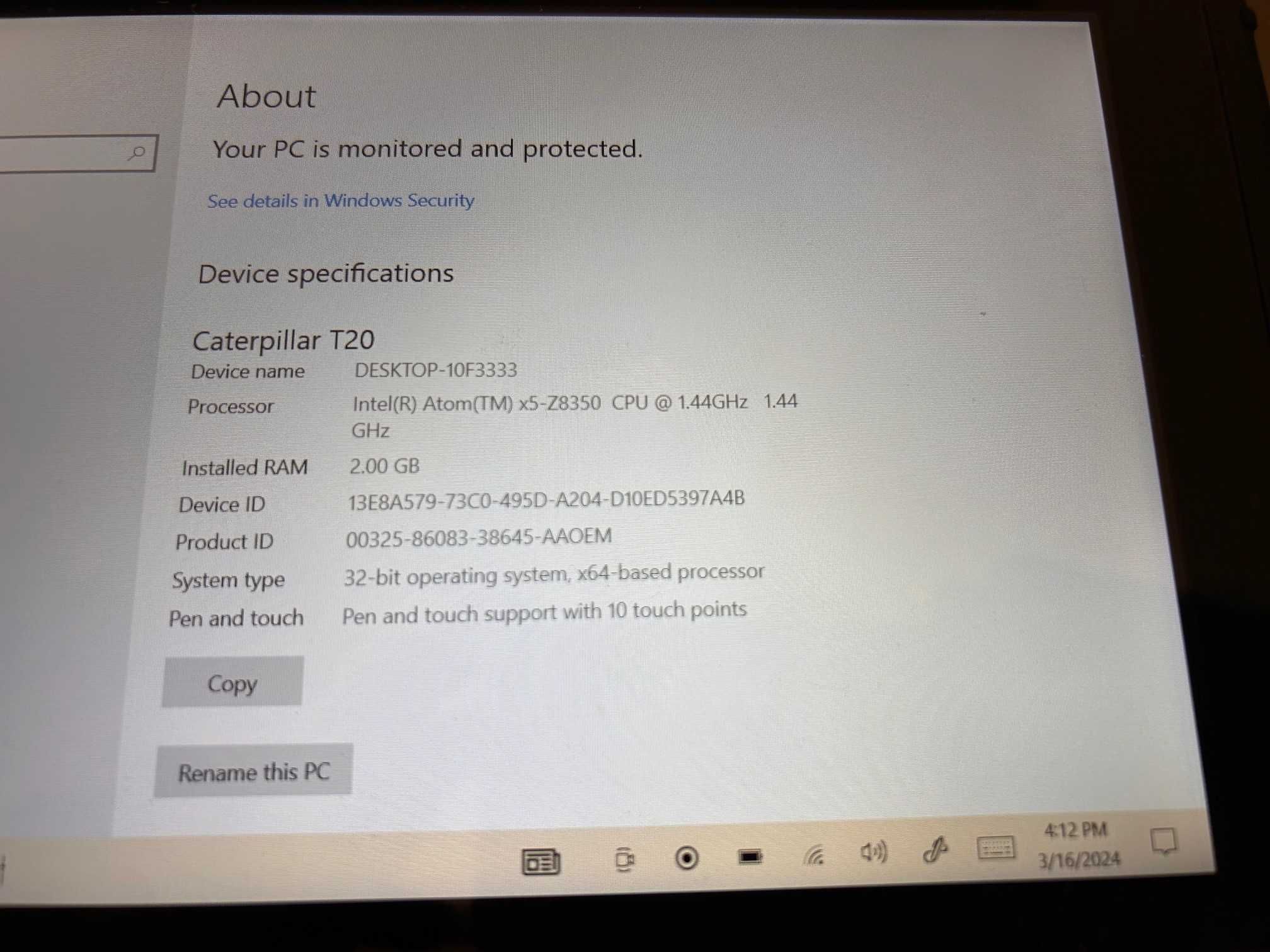 Tableta PC Caterpillar T20