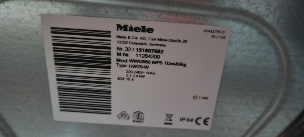 MIELE Пералня WWG 660 WPS 9кг.