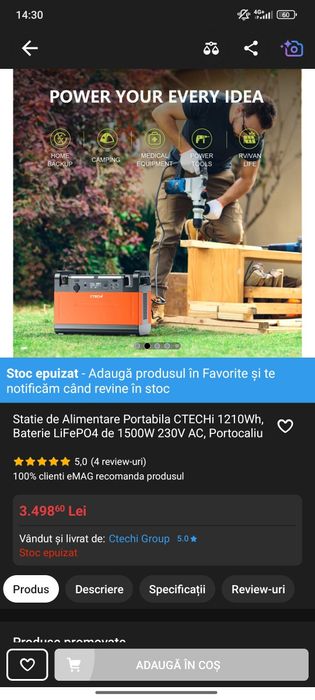 Statie portabila de incarcare 1.2 kw