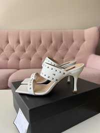 Patrizia Pepe нови бели чехли на ток естествена кожа - 38 номер
