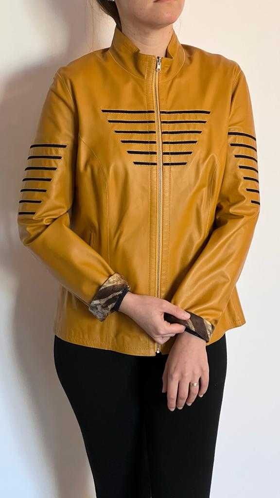 Geaca piele cu 2 fete, masura S-M